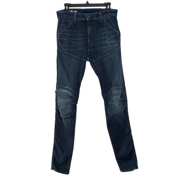 G-STAR RAW 5620 3D Zip Knee Skinny Jeans SIZE 30 x 32 Dark Blue Denim - Picture 1 of 11